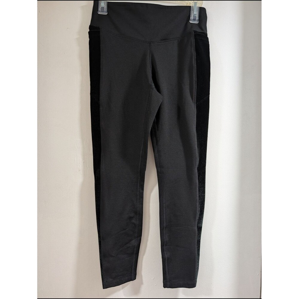 PINK Victoria's Secret Black Logo High-Waist Leggings With Velvet Detail